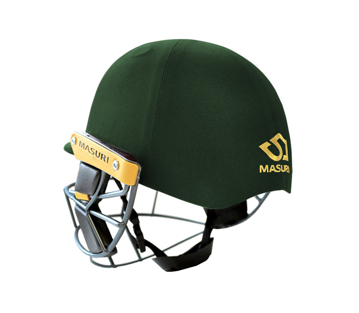 Masuri t line steel green wicket keeping helmet rear view