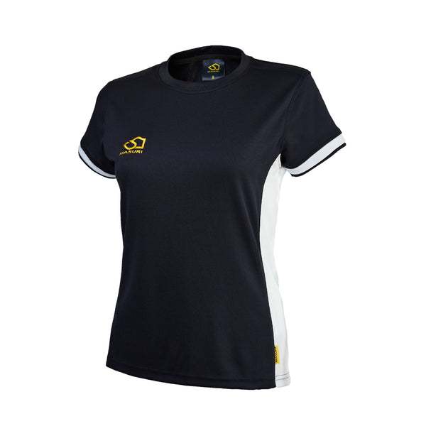 masuri ladies navy and white short sleeve training shirt