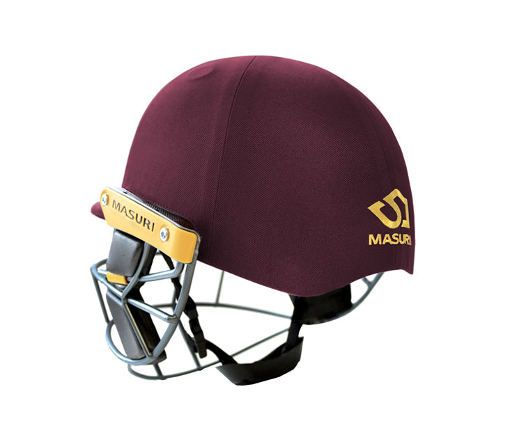 Masuri t line steel maroon wicket keeping helmet rear view