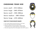 Masuri size guide for wicket keeping helmet