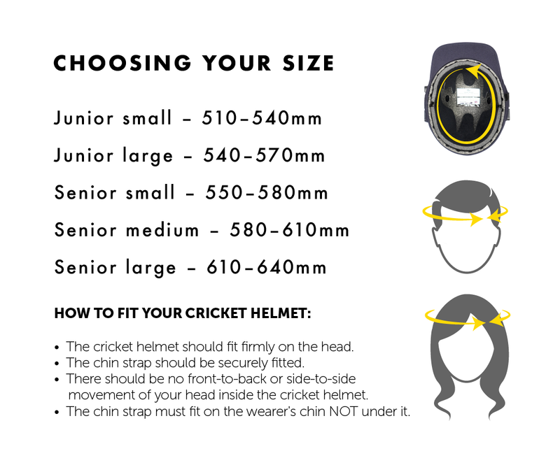 Masuri helmet size guide for wicket keeping helmet