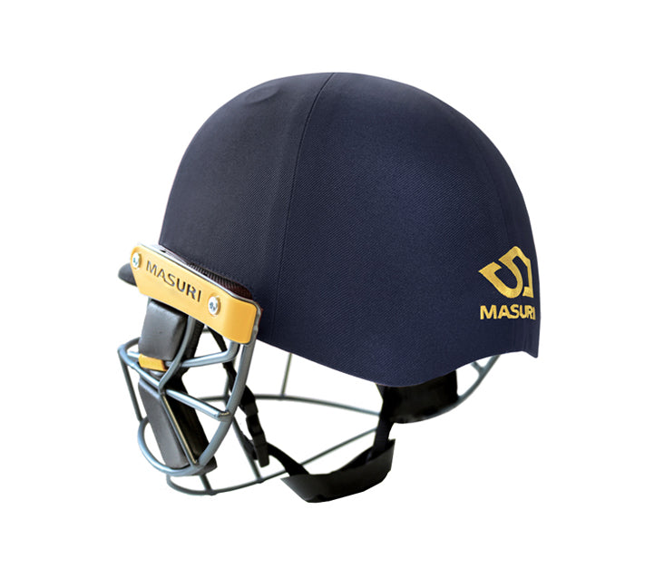 Masuri t line steel navy wicket keeping helmet rear view