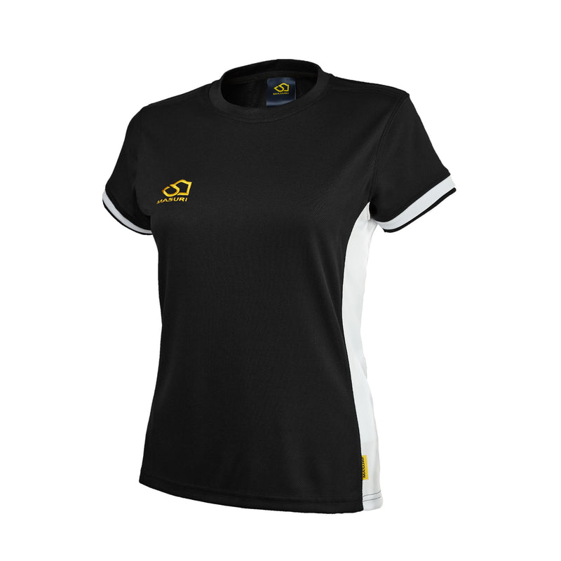 masuri ladies black and white short sleeve training shirt
