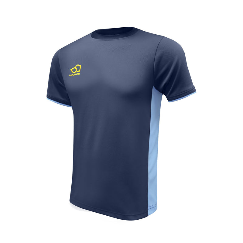 masuri mens navy and sky blue short sleeve training shirt