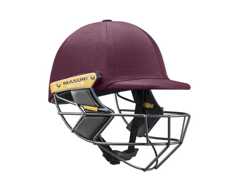 masuri t line titanium maroon cricket helmet