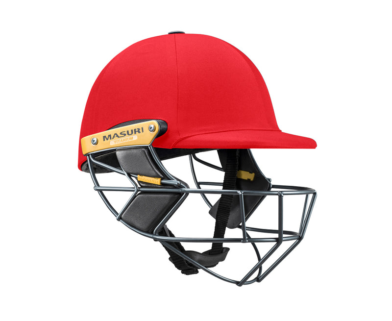 masuri t line titanium red cricket helmet
