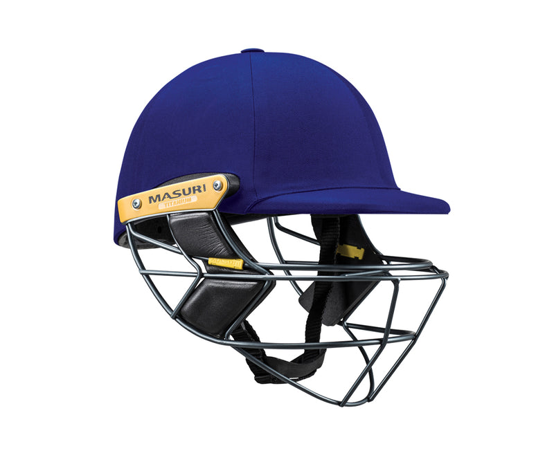 masuri e line steel royal blue cricket helmet