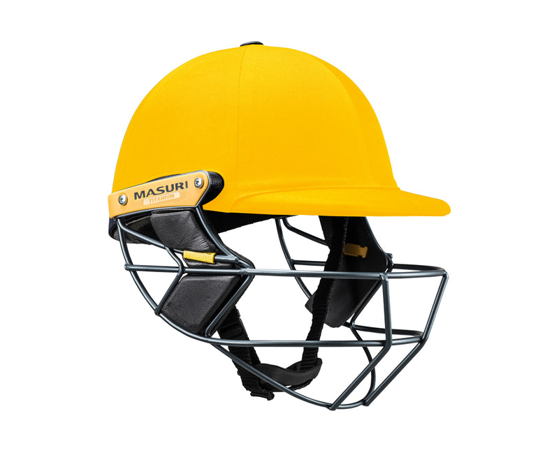 masuri t line titanium yellow cricket helmet