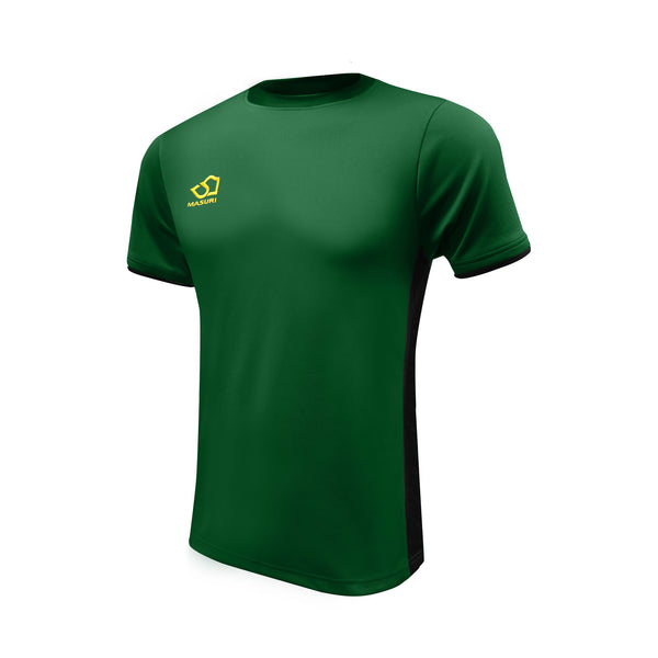 masuri mens green and black short sleeve training shirt