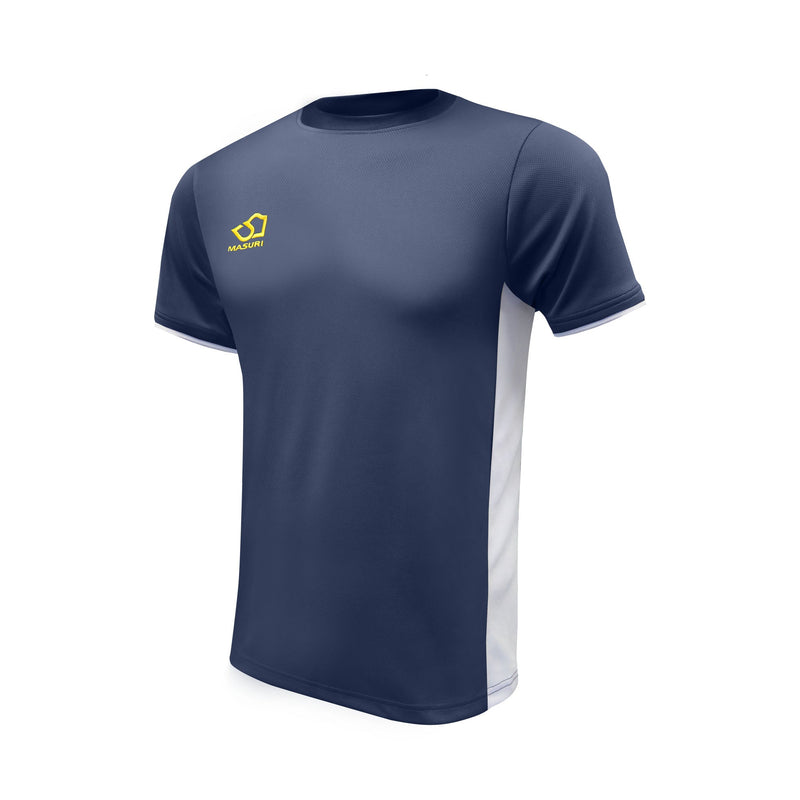 masuri mens navy and white short sleeve training shirt