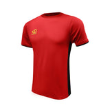masuri mens red and black short sleeve training shirt
